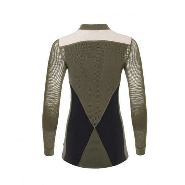 Aclima Woolnet Hybrid Crewneck ullgenser med netting dame sort/grønn
